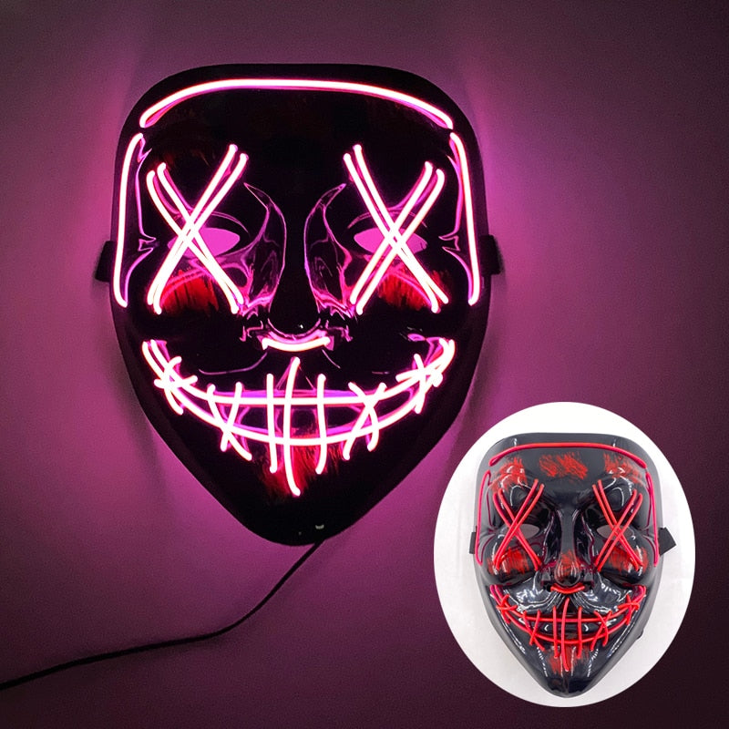 Halloween Neon Led Purge Mask Masque Masquerade Party Masks Light Luminous In The Dark Funny Masks Cosplay Costume Supplies