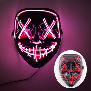 Halloween Neon Led Purge Mask Masque Masquerade Party Masks Light Luminous In The Dark Funny Masks Cosplay Costume Supplies