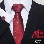 7.5 cm Great Quality Birthday Gift Tie Hanky Cufflink Set Necktie For Men Formal Clothing Purple hombre Gift for Boyfriend