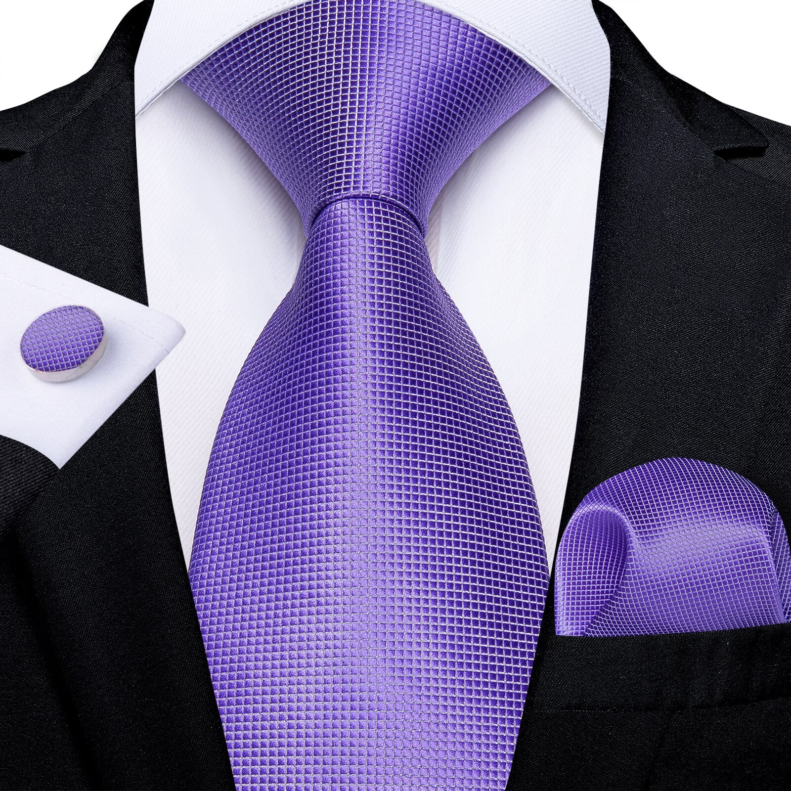 DiBanGu Men Tie Solid Pink Color Formal Wedding Necktie Silk Jacquard Woven Tie Handkerchief Cufflinks For Men Business Suit