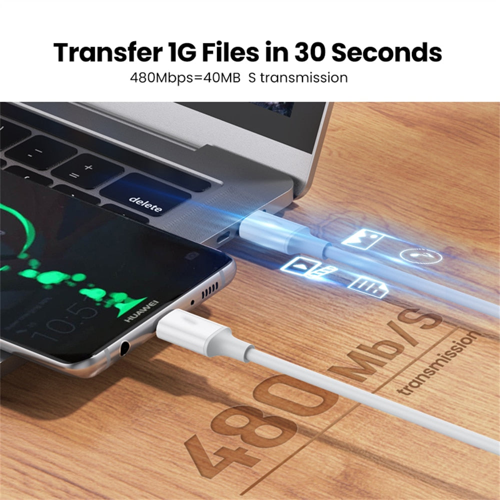 PD 100W USB C to USB Type-C Cable Fast Charge Data Cable For Huawei P30 Samsung Xiaomi Phone Data Line Quick Charge Accessories