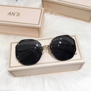 2022 New Rimless Square Sunglasses Women Brand Designer Diamond Sun Glasses Vintage Shades Female Pink Eyewear Gafas De Sol