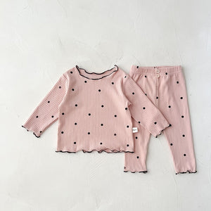 MILANCEL 2022 Autumn Baby Pajama Set Dot Print Infant Girls Sleeper Wear Toddler Girls Indoor Clothes Suit