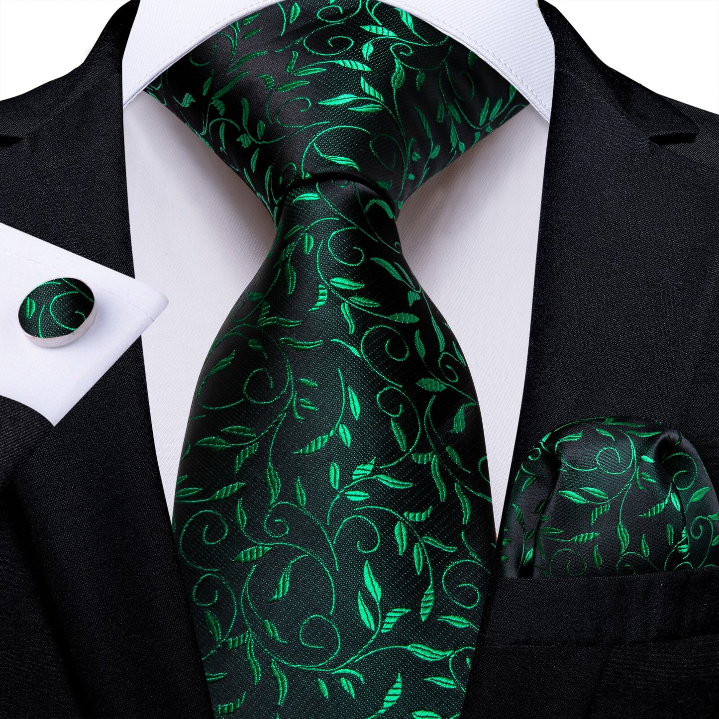 Gift Men Tie Teal Green Paisley Novelty Design Silk Wedding Tie for Men Handky cufflink Tie Set DiBanGu Party Business Fashion