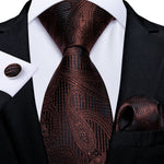 New Design Wedding Men Tie Red  Solid Striped Paisley Neckties For Men Business Dropshipping DiBanGu Hanky Cufflinks Tie Set