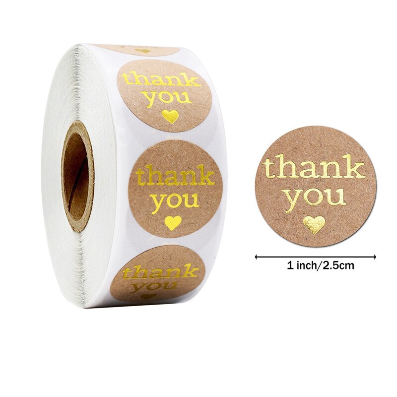 Thank you craft stickers Heart Handmade Cake decoration cookie Sealing Label Kraft Sticker Baking DIY Gift Stickers Party