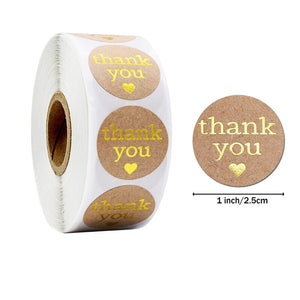 Thank you craft stickers Heart Handmade Cake decoration cookie Sealing Label Kraft Sticker Baking DIY Gift Stickers Party