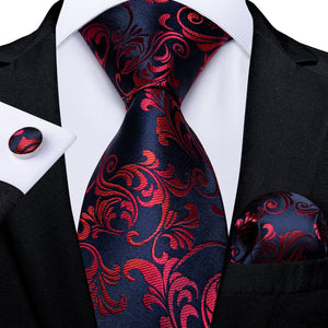 New Design Wedding Men Tie Red  Solid Striped Paisley Neckties For Men Business Dropshipping DiBanGu Hanky Cufflinks Tie Set