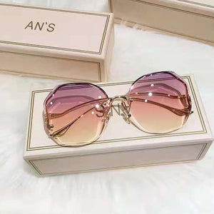2022 New Rimless Square Sunglasses Women Brand Designer Diamond Sun Glasses Vintage Shades Female Pink Eyewear Gafas De Sol