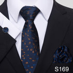 7.5 cm Great Quality Birthday Gift Tie Hanky Cufflink Set Necktie For Men Formal Clothing Purple hombre Gift for Boyfriend