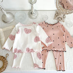 MILANCEL 2022 Autumn Baby Pajama Set Dot Print Infant Girls Sleeper Wear Toddler Girls Indoor Clothes Suit