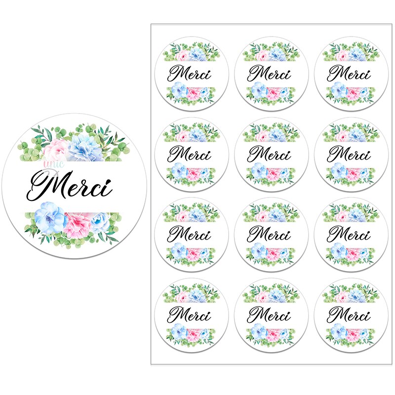 Merci Stickers Labels for Parties Wedding Small Business Stickers Packaging Seal Labels Thank You Stickers Baking Gift Bag