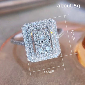 Huitan Sparkling Cubic Zirconia Rings for Women Luxury Trendy Square-shaped Wedding Bands Accessories High Quality 2022 Jewelry