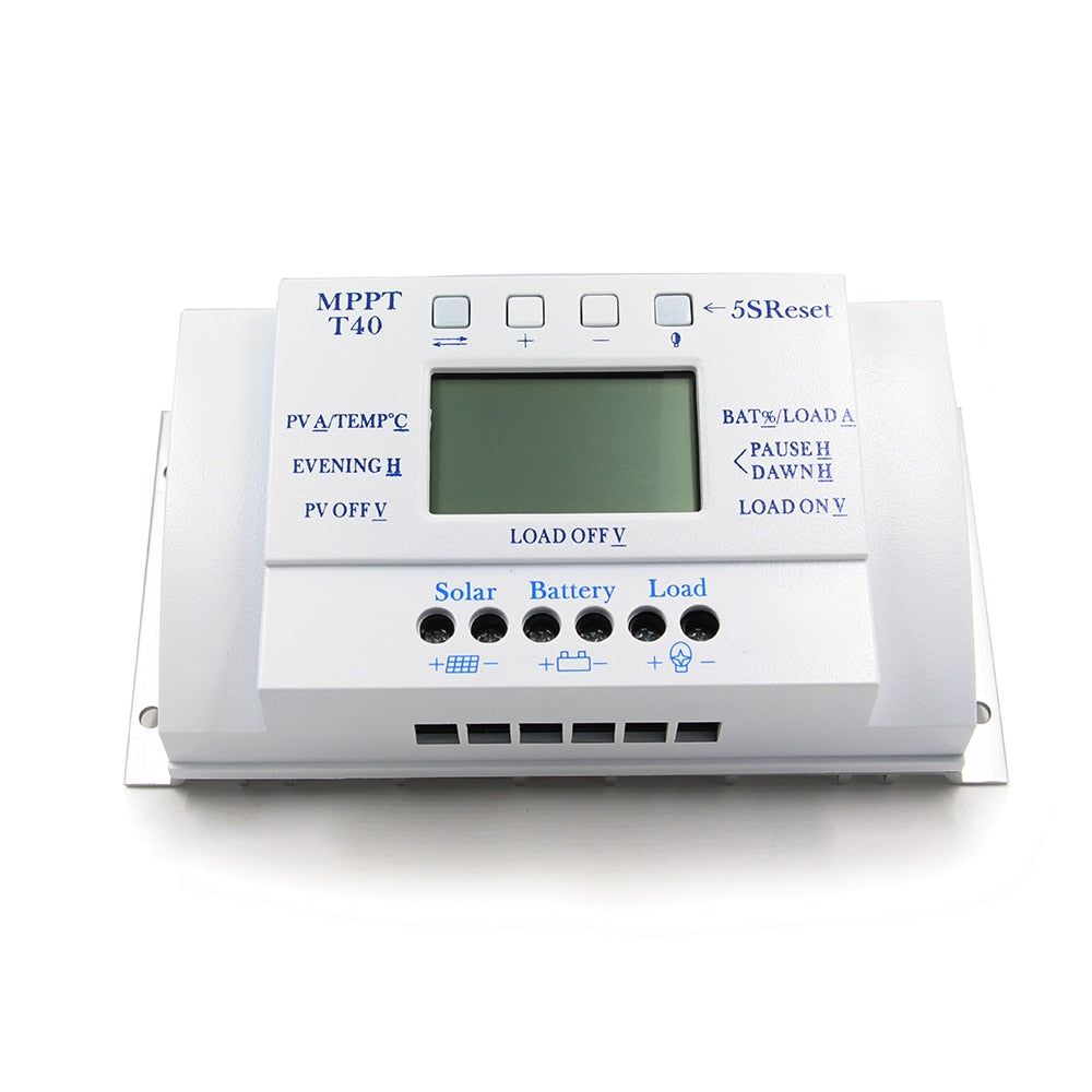 MPPT T40 40A Solar Charge Regulator 12V 24V Auto LCD Display Controller with Load Dual Timer Control for Street Light System