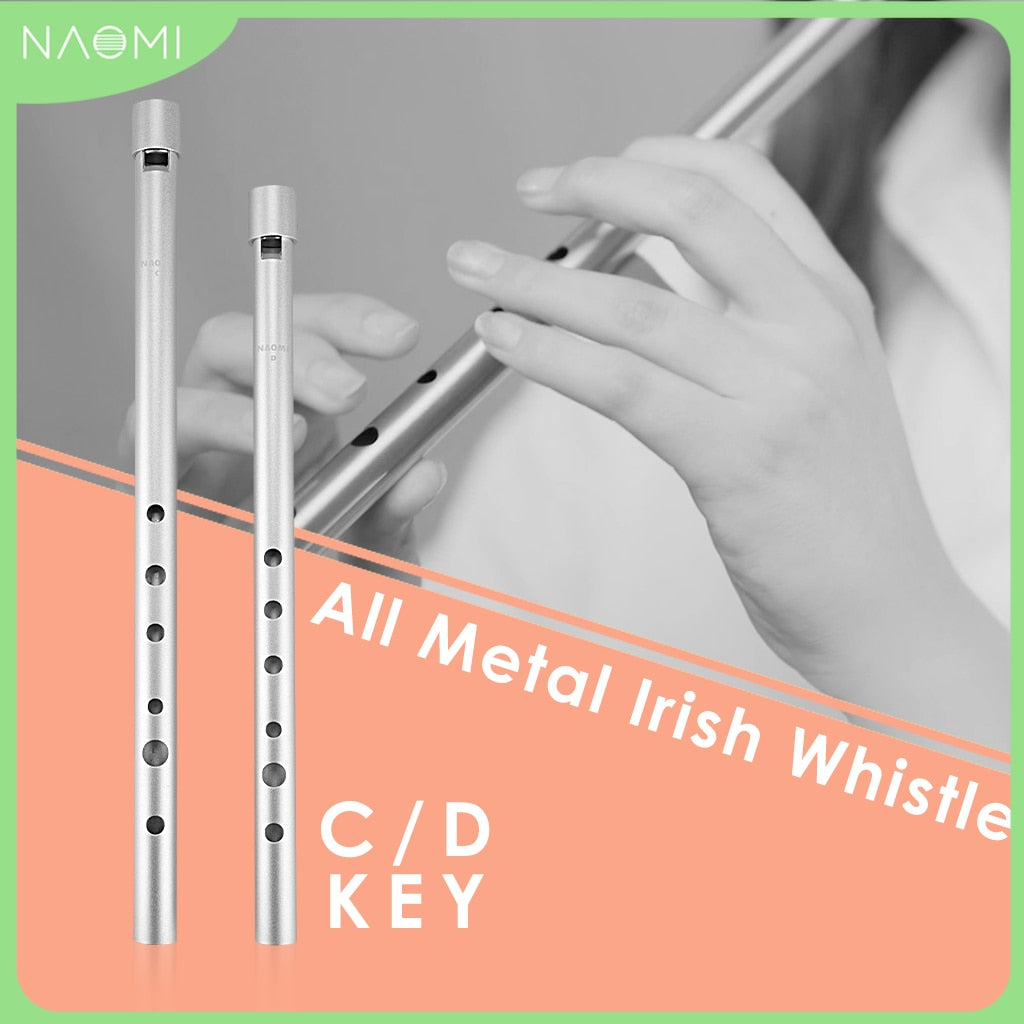 NAOMI C/D Key Penny Whistle 6 Holes Flute Aluminum Alloy Integrated Blowing Nozzle Clear Tone Irish And International Instrument