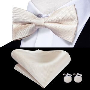 Hi-Tie Classic Black Bow Ties for Men 100% Silk Butterfly Pre-Tied Bow Tie Pocket Square Cufflinks Suit Set Floral Gold Bowties