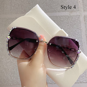 2022 New Rimless Square Sunglasses Women Brand Designer Diamond Sun Glasses Vintage Shades Female Pink Eyewear Gafas De Sol
