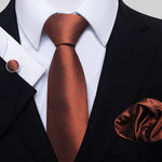 Fashion Brand Nice Handmade Silk Tie Handkerchief Cufflink Set For Men Necktie Orange Paisley Shirt Accessories lover&#39;s day
