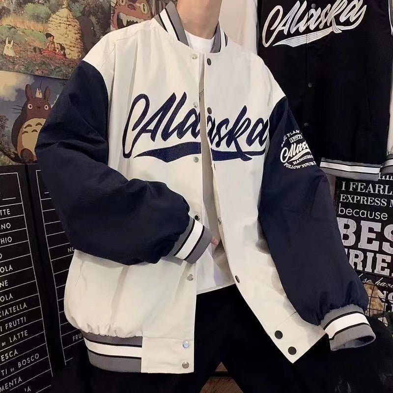 Retro bear embroidered baseball uniform men and women tide ins spring new loose couple street jacket jacket bomber jacket traf