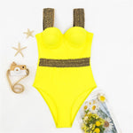 Sexy Push Up One Piece Swimsuit Women 2022 New Stitch Detail Swimwear Monokini Bodysuit Female Beachwear Swimming Bathing Suit