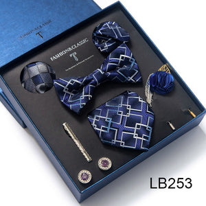 Mix Colors 2021 New Style Silk Classic Wedding Gift Tie Pocket Squares Set Necktie Box Black Suit Accessories Solid Men