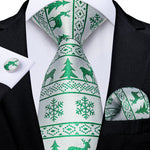 Mens Christmas Tie Set Red Blue 8cm Wide Silk Neck Tie Gift For Men Wedding Accessories