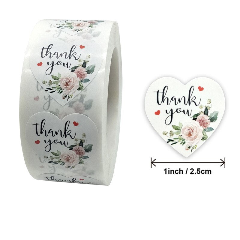 Thank you craft stickers Heart Handmade Cake decoration cookie Sealing Label Kraft Sticker Baking DIY Gift Stickers Party