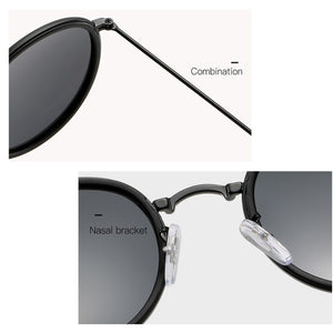 2020 Round Polarized Sunglasses Men Polaroid Sun Glasses Women Metal Frame Black Lens Eyewear Driving Goggles UV400