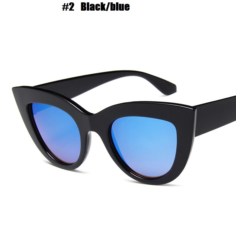 New Cat Eye Sunglasses Woman Fashion Big Frame Cat Sun Glasses Female Retro Shades UV400 Black White Color Oculos De Sol