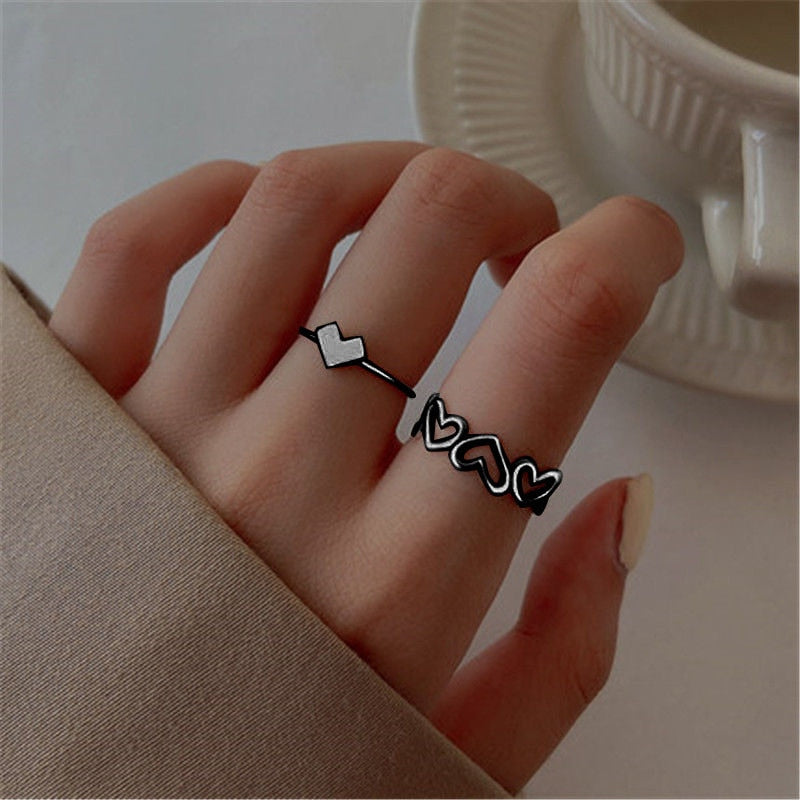 Modyle 10 pcs/set Bohemian Ring Set Gold Silver Color Wide Rings For Women Girls Simple Chain Finger Tail Rings