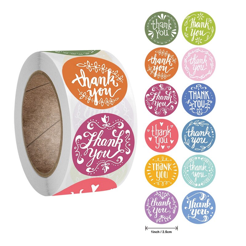 Thank you craft stickers Heart Handmade Cake decoration cookie Sealing Label Kraft Sticker Baking DIY Gift Stickers Party