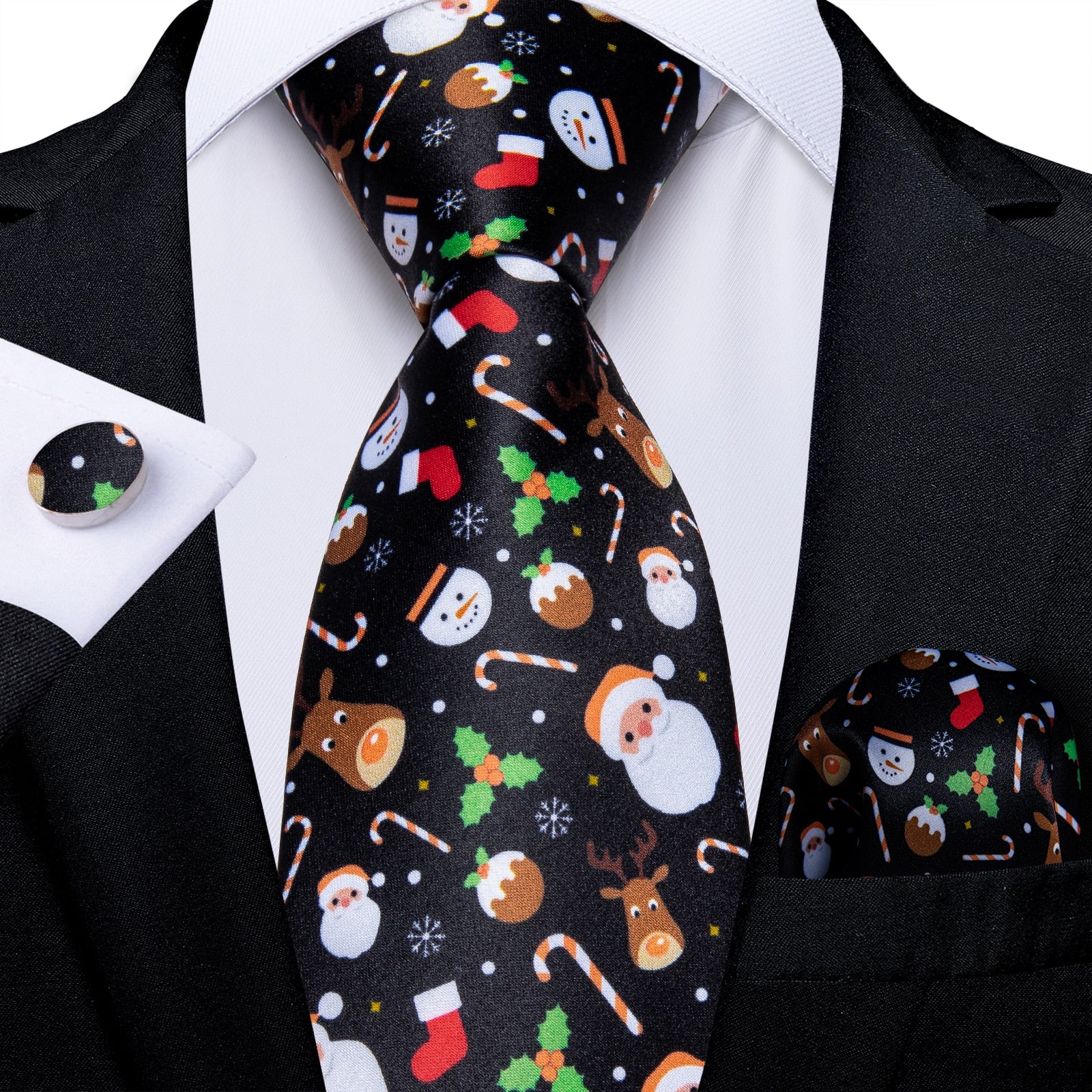 Mens Christmas Tie Set Red Blue 8cm Wide Silk Neck Tie Gift For Men Wedding Accessories