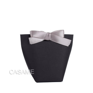 6 pcs Black White Kraft Paper Bag Bronzing French &quot;Merci&quot; Thank You Gift Box Package Brown Party Favor Candy Bags with Ribbon