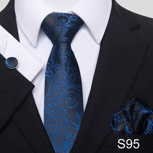 7.5 cm Great Quality Birthday Gift Tie Hanky Cufflink Set Necktie For Men Formal Clothing Purple hombre Gift for Boyfriend