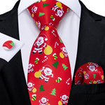 Mens Christmas Tie Set Red Blue 8cm Wide Silk Neck Tie Gift For Men Wedding Accessories