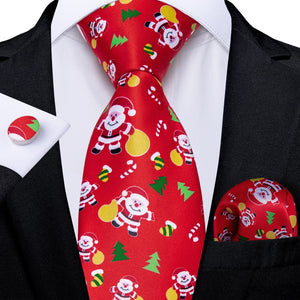 Mens Christmas Tie Set Red Blue 8cm Wide Silk Neck Tie Gift For Men Wedding Accessories