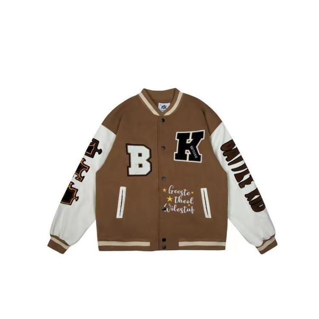 Retro bear embroidered baseball uniform men and women tide ins spring new loose couple street jacket jacket bomber jacket traf