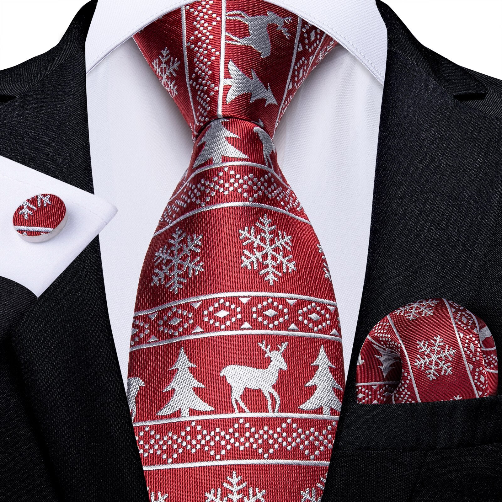 New Design Wedding Men Tie Red  Solid Striped Paisley Neckties For Men Business Dropshipping DiBanGu Hanky Cufflinks Tie Set