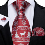New Design Wedding Men Tie Red  Solid Striped Paisley Neckties For Men Business Dropshipping DiBanGu Hanky Cufflinks Tie Set
