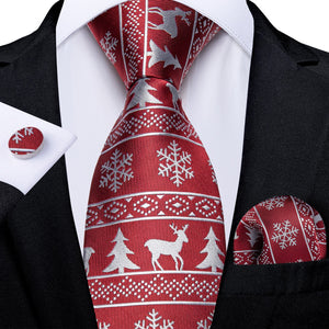 New Design Wedding Men Tie Red  Solid Striped Paisley Neckties For Men Business Dropshipping DiBanGu Hanky Cufflinks Tie Set