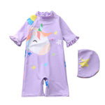 Happyflute 7-24kg Boy&amp;Girls&#39; One Piece Long Sleeve Pony Swimsuit Cute Baby Princess Swim Cloth