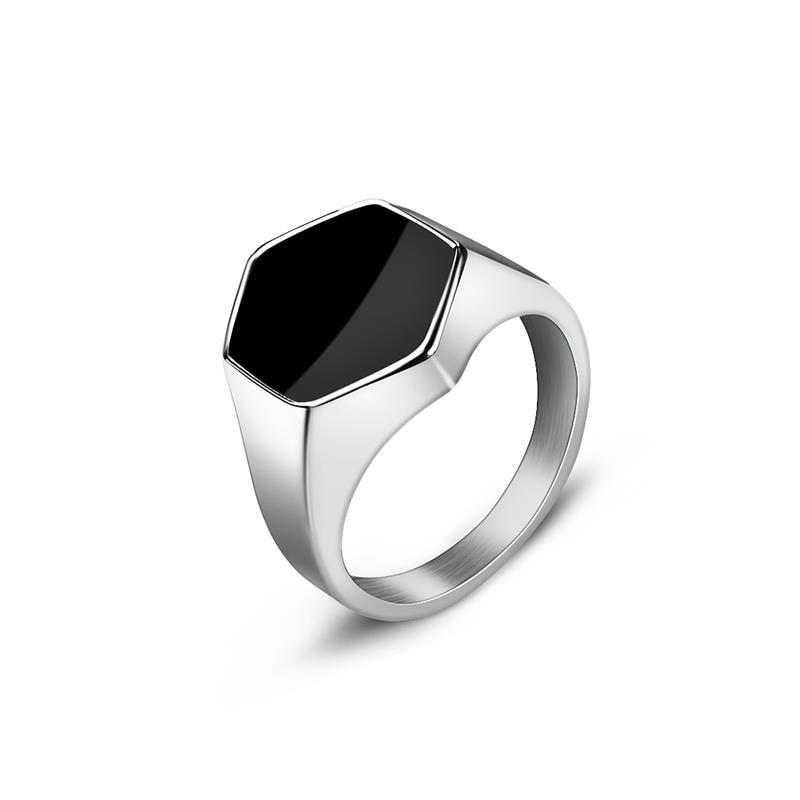 Fashion Men Ring Stainless Steel Simple Style Black Golden Silver Color Square Ring Charm Hiphop Male Jewelry Party Gift