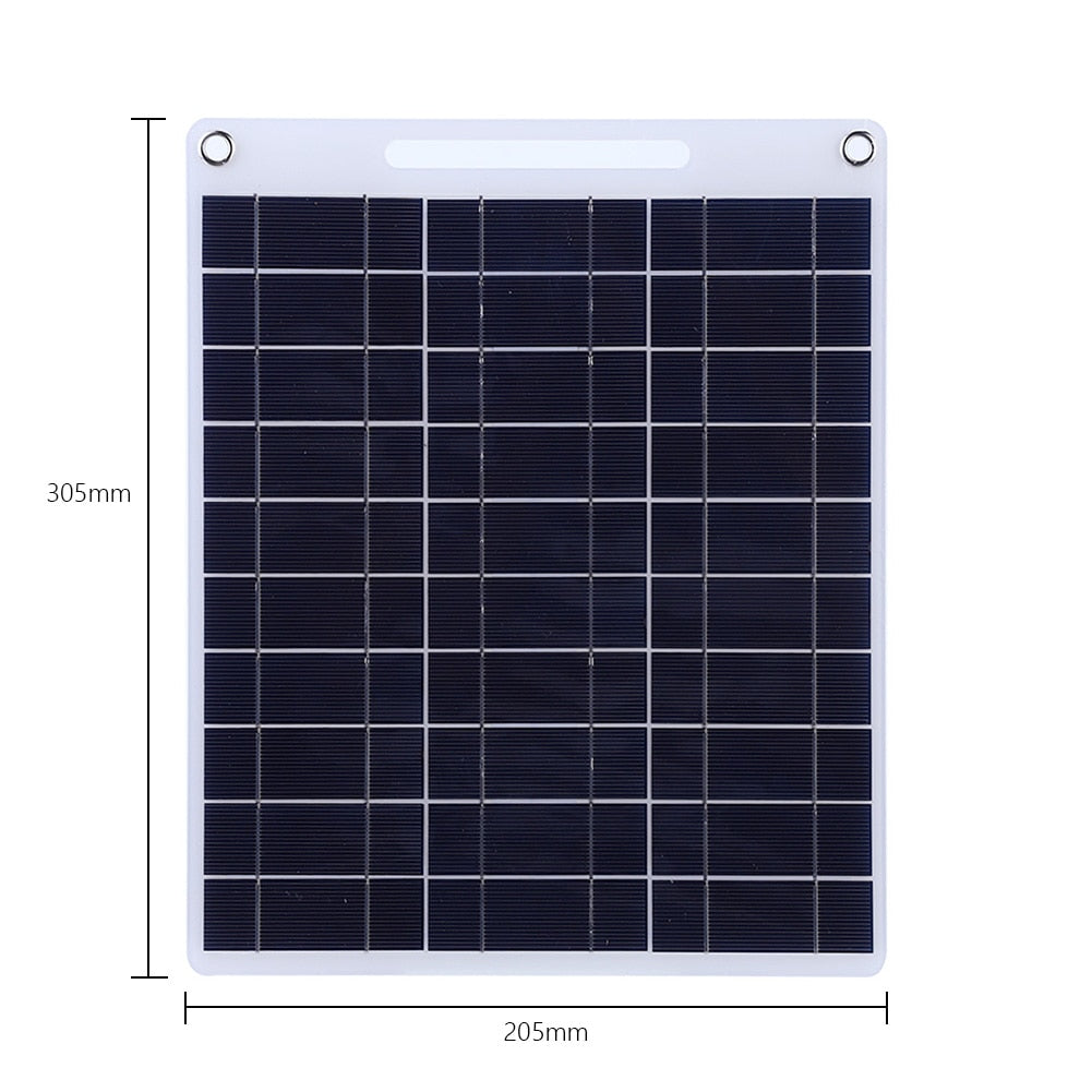 30W Solar Panel 5V Polysilicon Flexible Portable Outdoor Waterproof Solar Cell Car Ship Camping Hiking Travel Cell Phone Charger