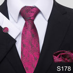 7.5 cm Great Quality Birthday Gift Tie Hanky Cufflink Set Necktie For Men Formal Clothing Purple hombre Gift for Boyfriend