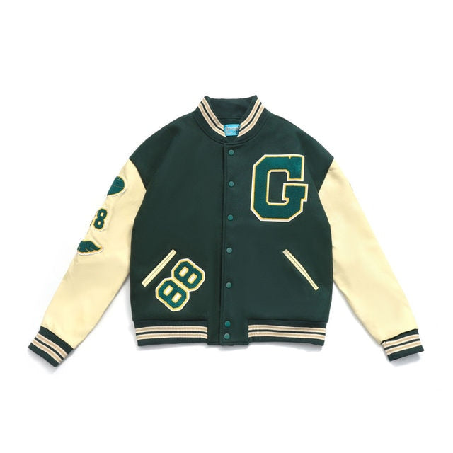 Retro bear embroidered baseball uniform men and women tide ins spring new loose couple street jacket jacket bomber jacket traf