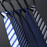 Lazy Zipper Men&#39;s Tie Business Formal Dress Wear Stripe Solid Color Zipper Necktie Wholesale Gifts for Men Slim Skinny Tie