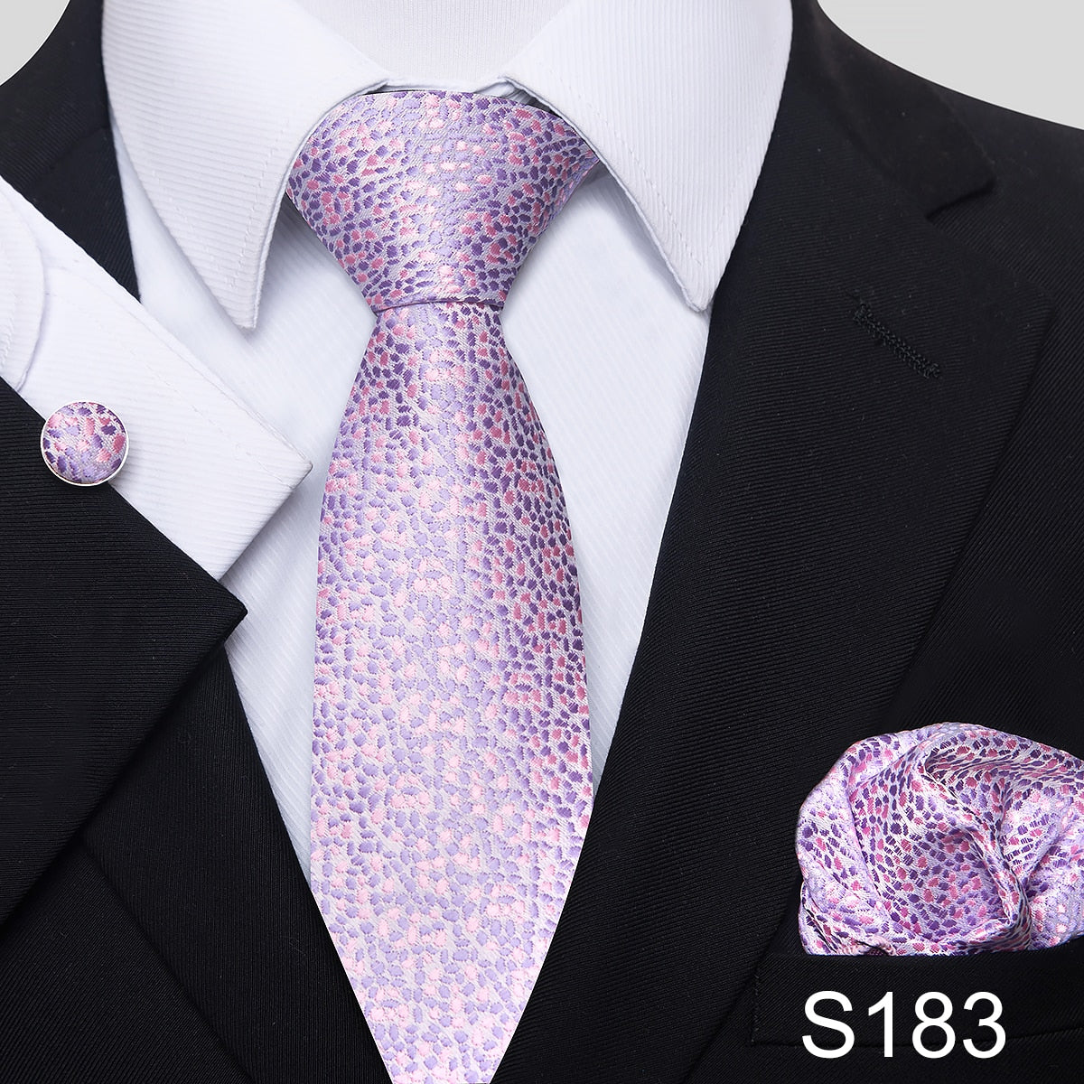 7.5 cm Great Quality Birthday Gift Tie Hanky Cufflink Set Necktie For Men Formal Clothing Purple hombre Gift for Boyfriend