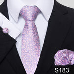 7.5 cm Great Quality Birthday Gift Tie Hanky Cufflink Set Necktie For Men Formal Clothing Purple hombre Gift for Boyfriend