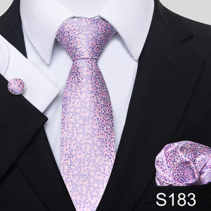 7.5 cm Great Quality Birthday Gift Tie Hanky Cufflink Set Necktie For Men Formal Clothing Purple hombre Gift for Boyfriend