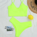 Sexy Women High Waist Bikinis 2 Piece Swimsuit Bandeau Swimwear Female Thong Brazilian Biquini Push Up Bikini Set Bathing Suit